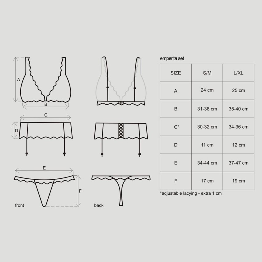 Sexy reggiseno reggicalze perizoma Obsessive emperita set
