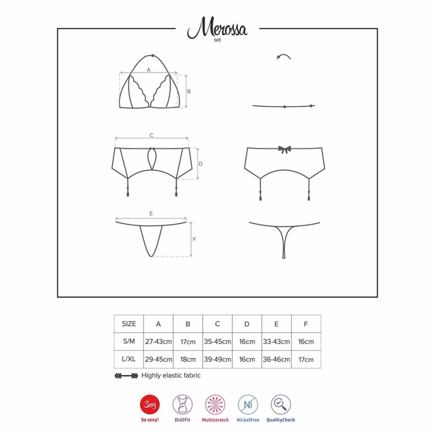 Sexy coordinato reggiseno perizoma reggicalze Obsessive merossa set