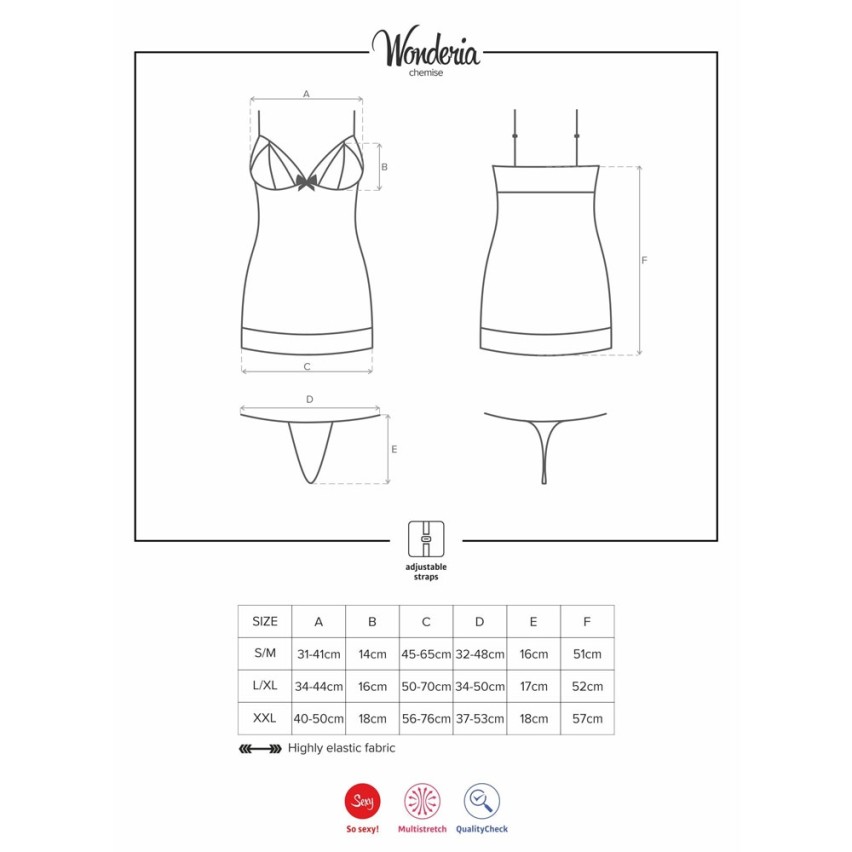 Sexy sottoveste + perizoma Obsessive wonderia chemise and thong