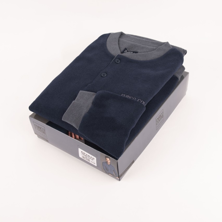 Pigiama uomo caldo punto milano Enrico coveri EP2070 blu