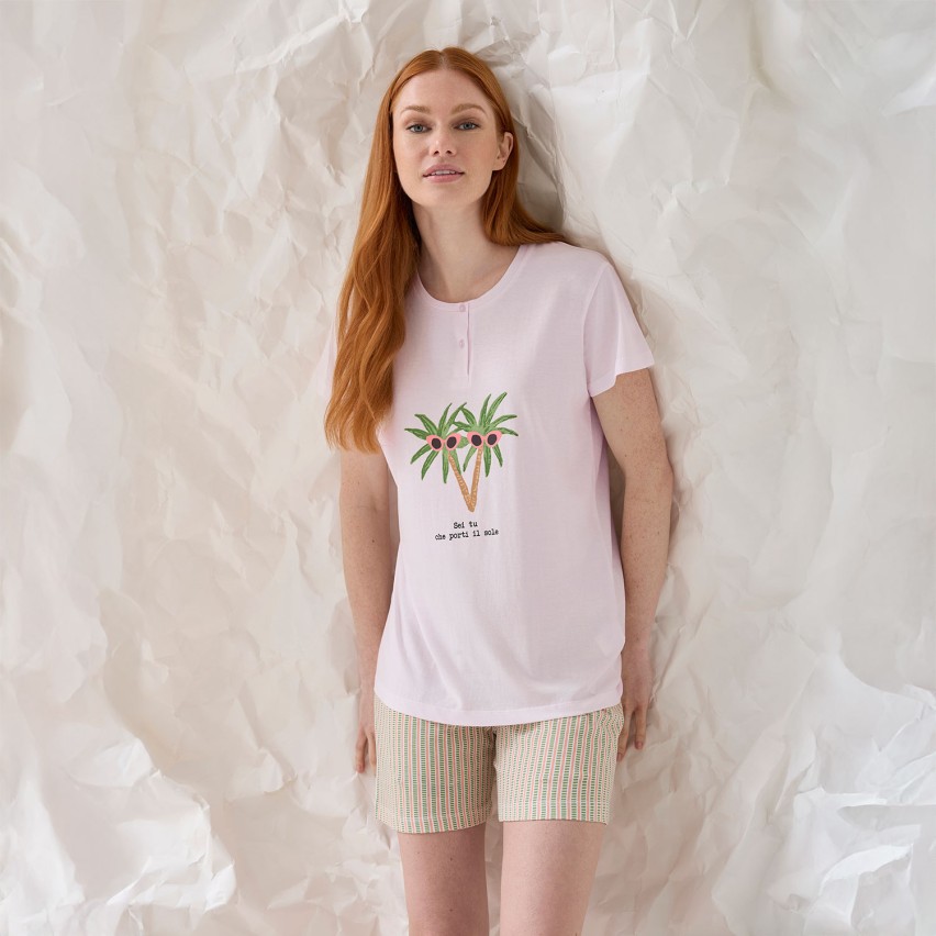 Pigiama donna corto con stampa cotone Enrico Coveri EP5325