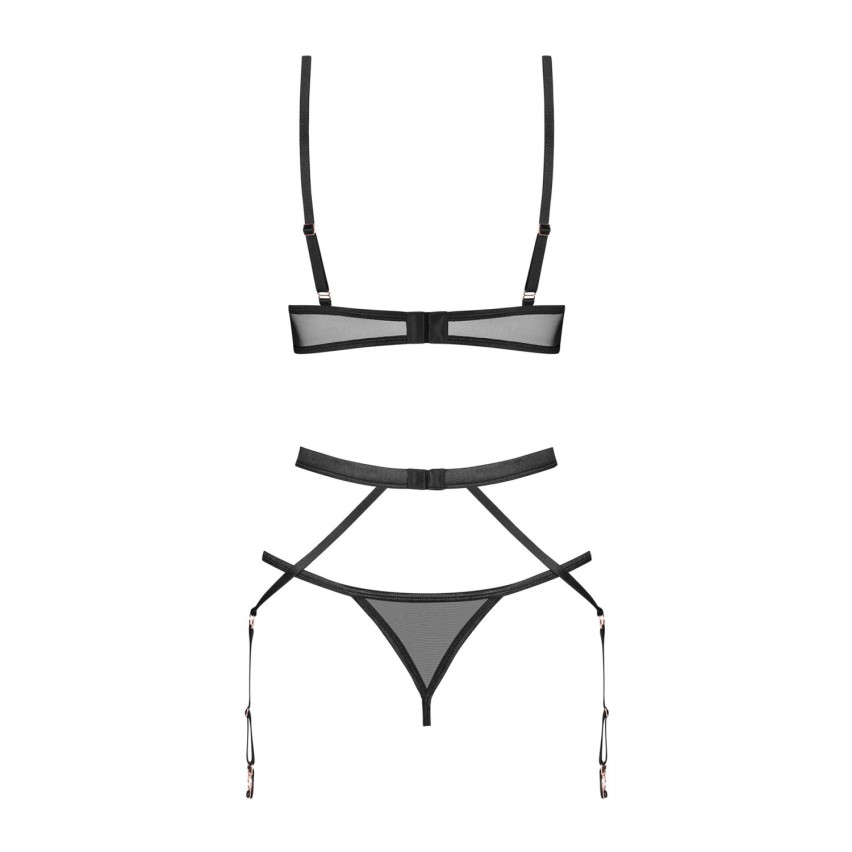 Set sexy 3 pezzi con reggiseno con ferretto, reggicalze e perizoma Obsessive Euridia
