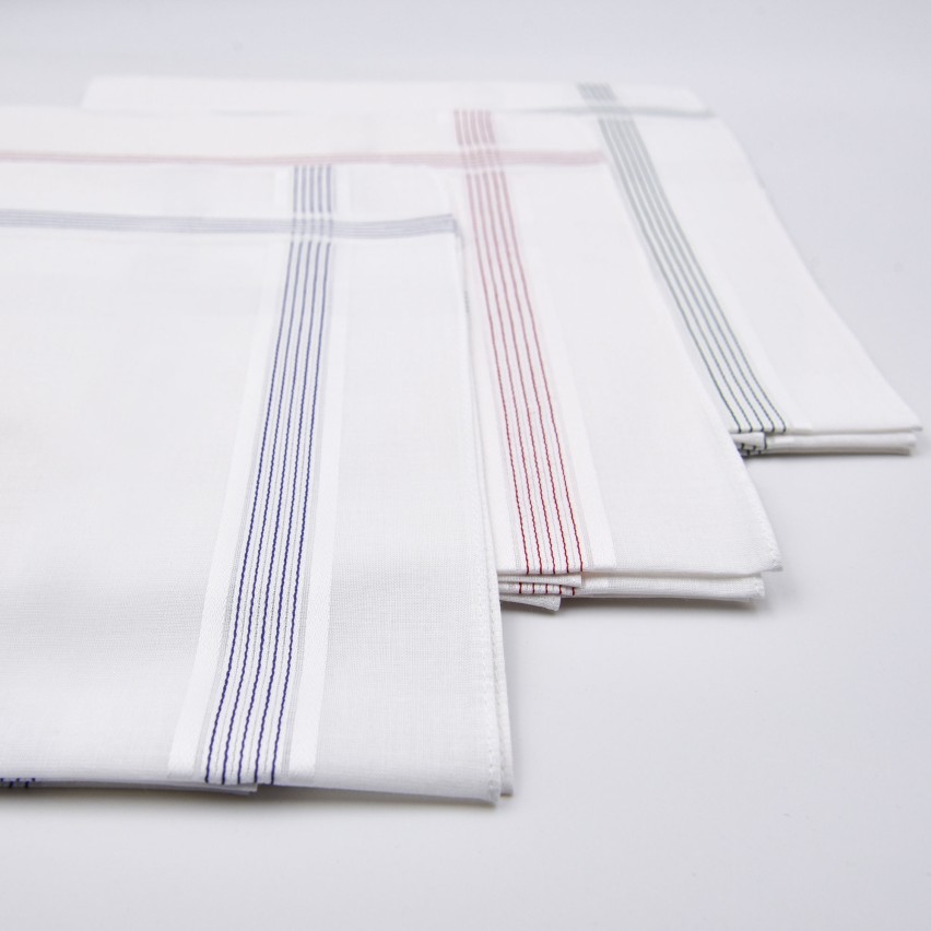 Set da 12 fazzoletti Filotex Elio 100% cotone bianchi rigato 5 made in Italy