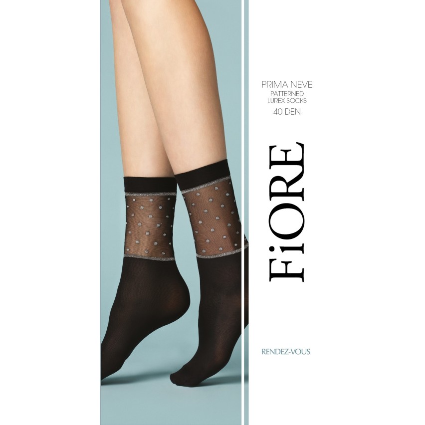 Calze Fiore Prima Neve 40 den nero a pois in lurex