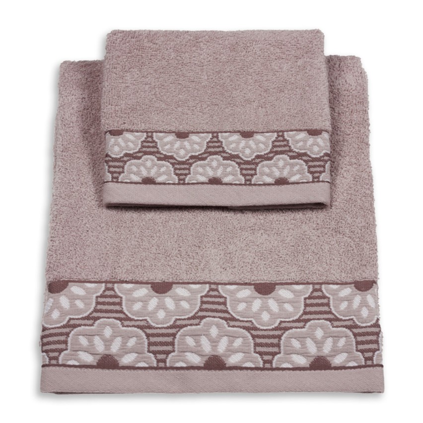 Vingi set asciugamani viso + ospite cotone Fiorella tortora