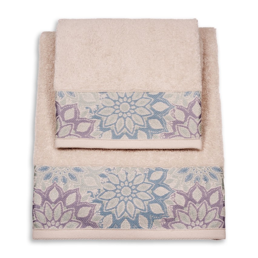 Vingi set asciugamani viso + ospite cotone Flowers 