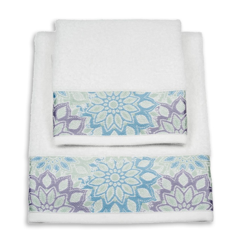 Vingi set asciugamani viso + ospite cotone Flowers 