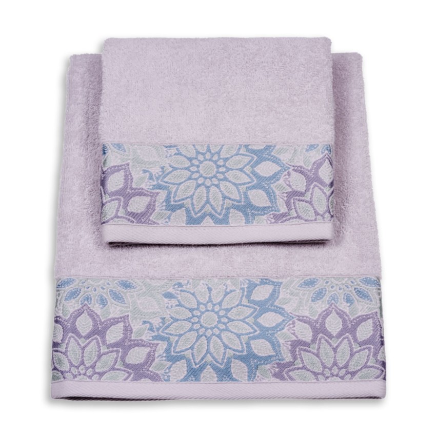 Vingi set asciugamani viso + ospite cotone Flowers 