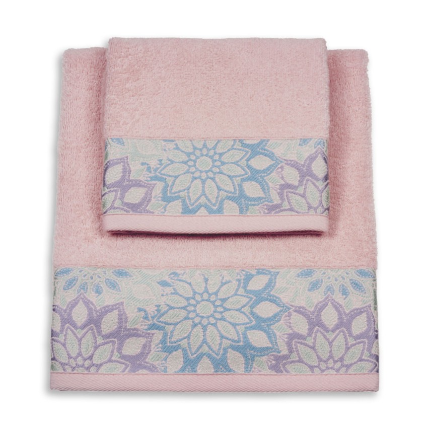 Vingi set asciugamani viso + ospite cotone Flowers 