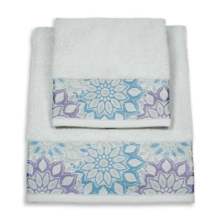 Vingi set asciugamani viso + ospite cotone Flowers 