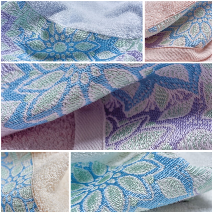 Vingi set asciugamani viso + ospite cotone Flowers rosa