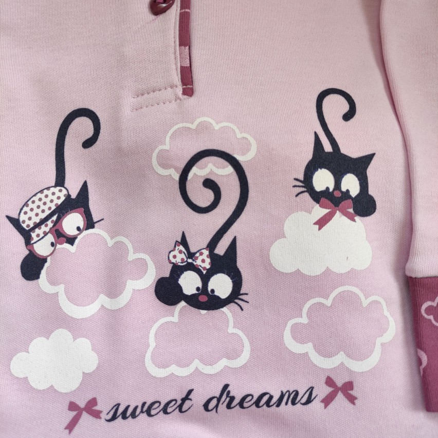 Pigiama caldo cotone bimba gatti Gary H10003 neonata 