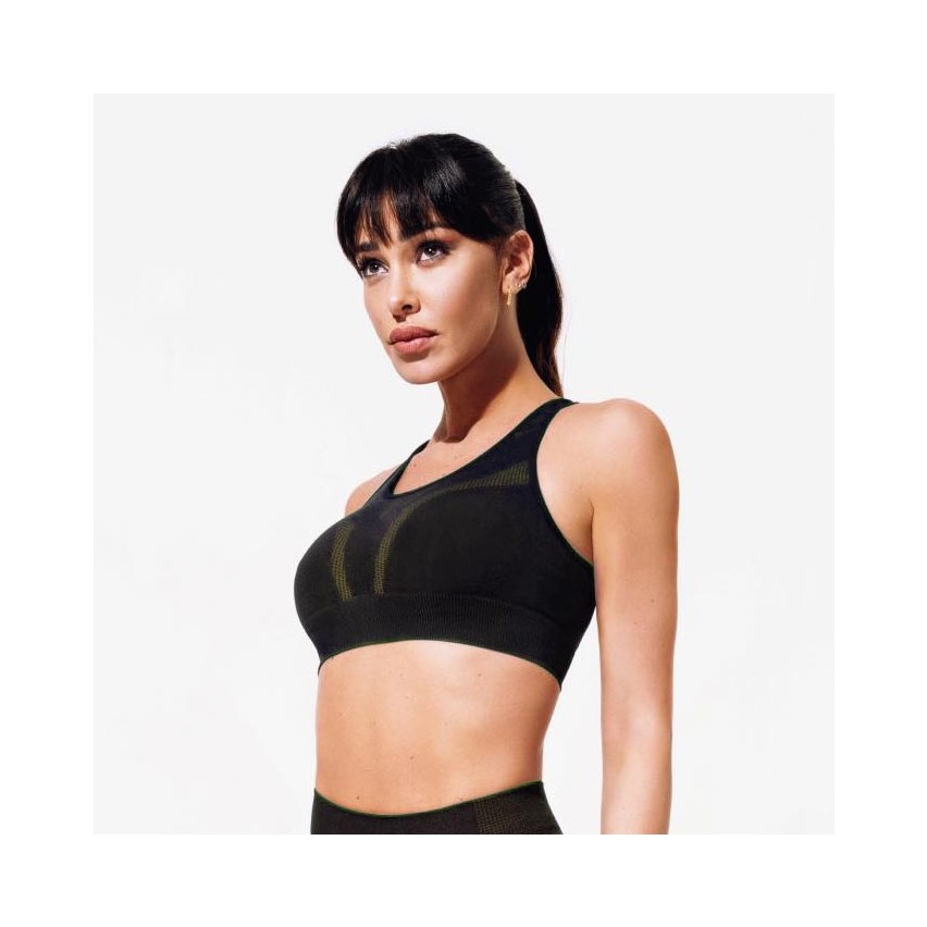 Reggiseno top sportivo Jadea fitness 110985 traspirante nero / lime