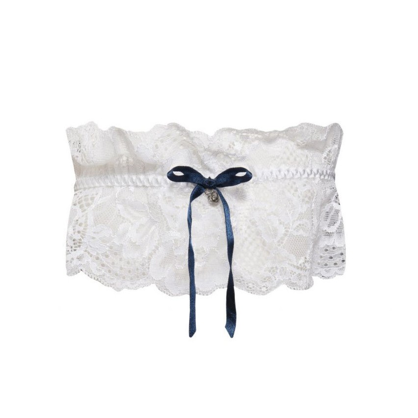 Giarrettiera sposa Sièlei 1980 in pizzo fiocco in raso