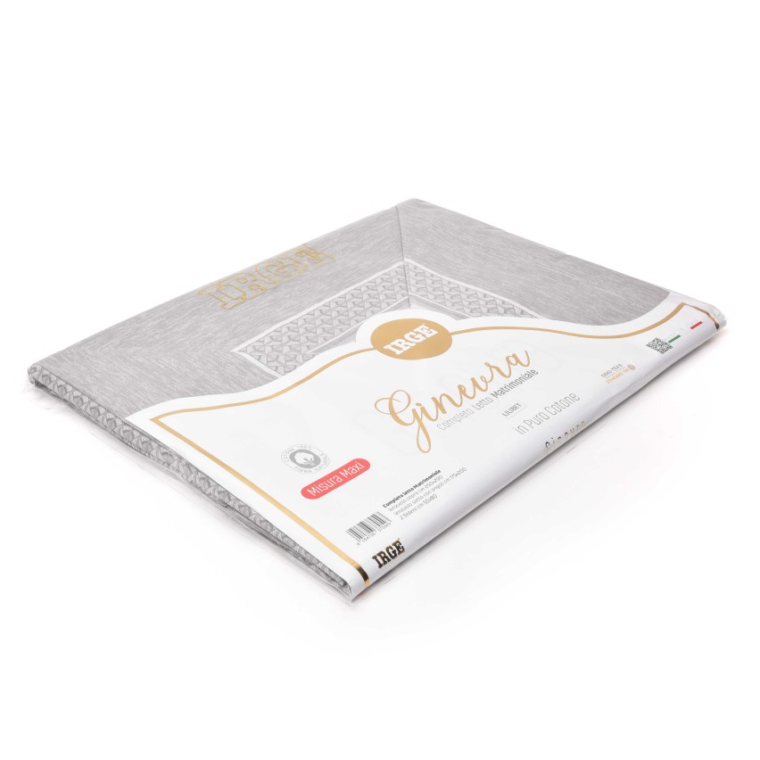 Completo letto 100% cotone Irge Ginevra fantasia Lilibet grigio
