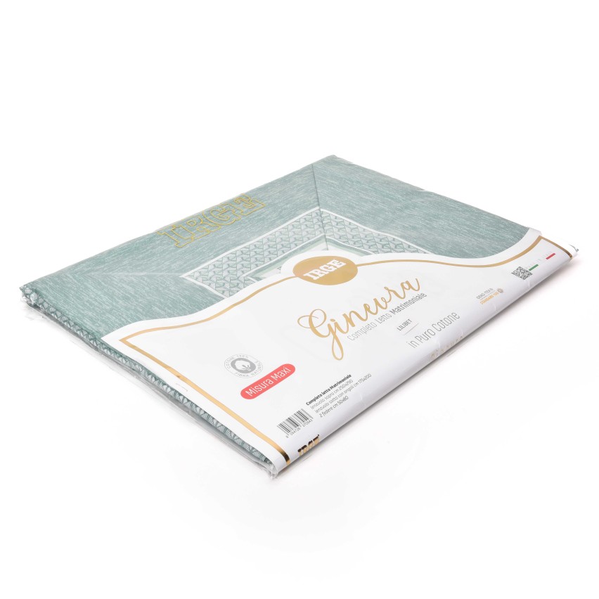 Completo letto 100% cotone Irge Ginevra fantasia Lilibet verde salvia