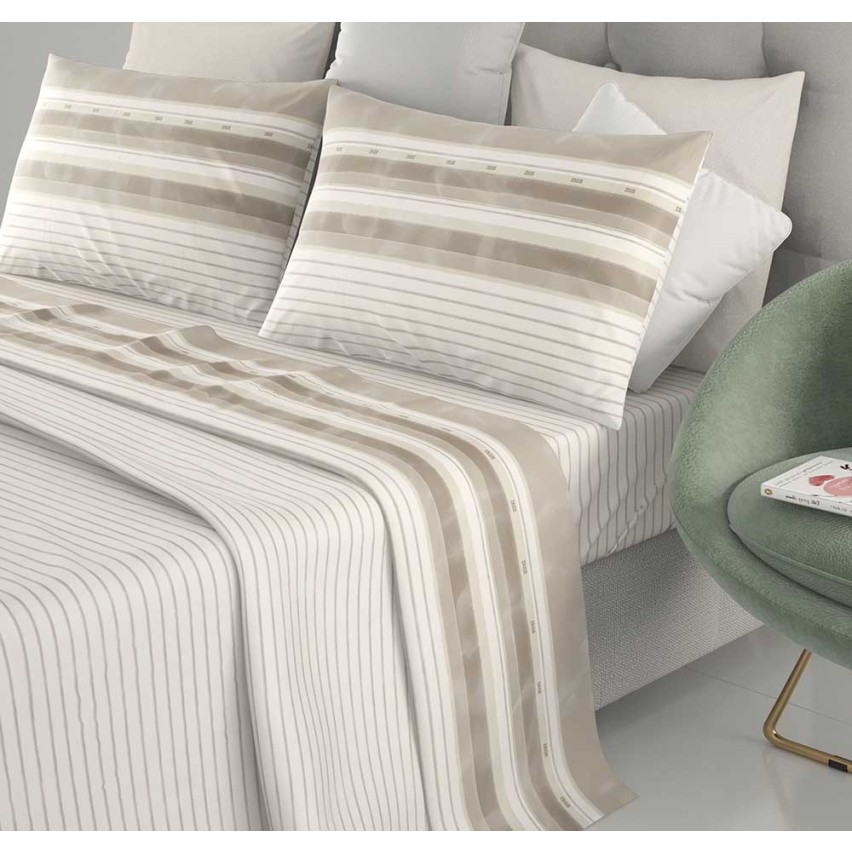 Completo letto 100% cotone Irge Ginevra fantasia Urban beige