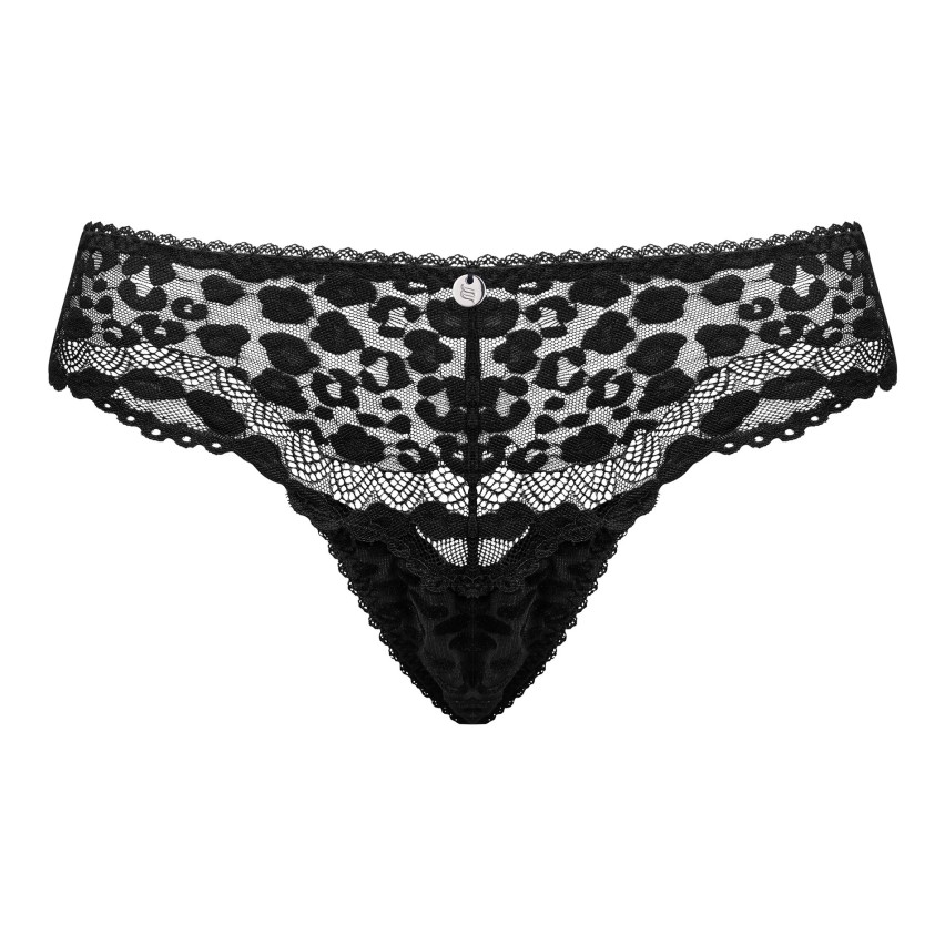 Perizoma maculato vellutato sexy pizzo Obsessive Giully thong