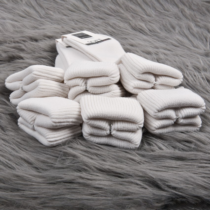 Calze donna corte morbide calde soft 3022 con risvolto 6 paia bianche