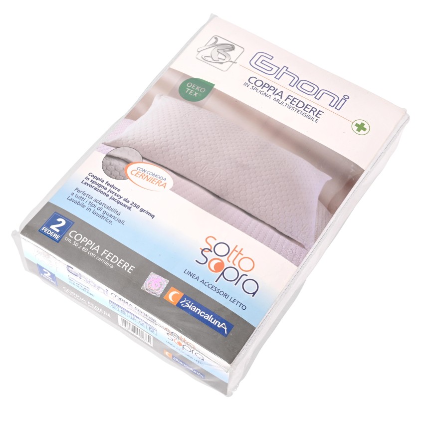 Coppia di Federe in Spugna Jersey Biancaluna Ghoni