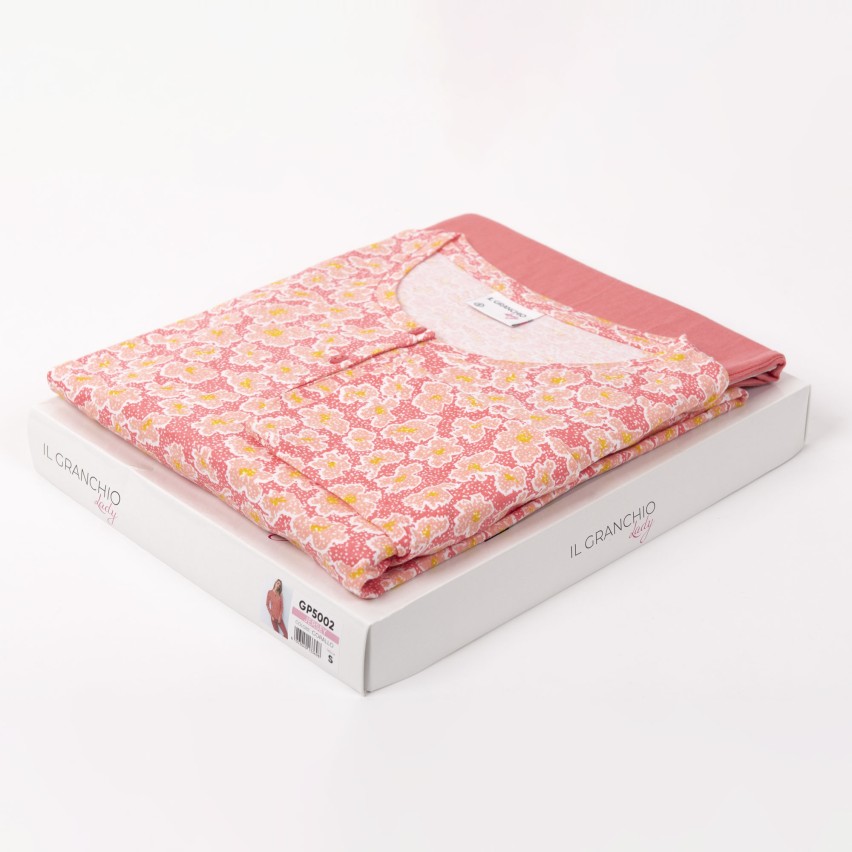 Pigiama donna leggero maniche lunghe corallo Il Granchio GP5002