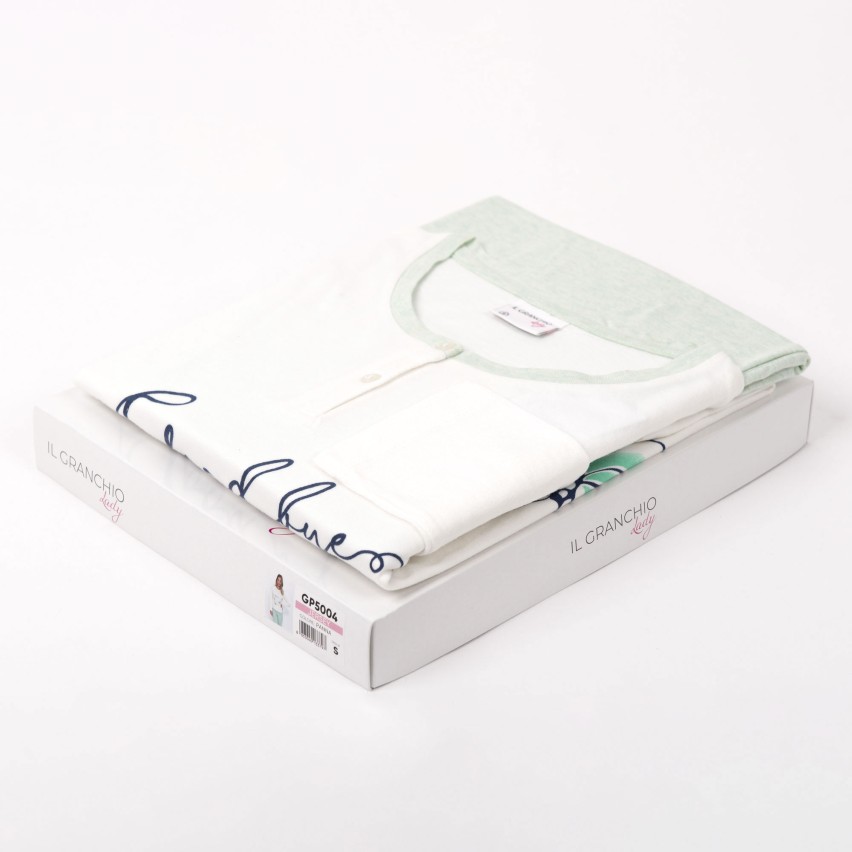 Pigiama donna Il Granchio manica lunga leggero GP5004 verde