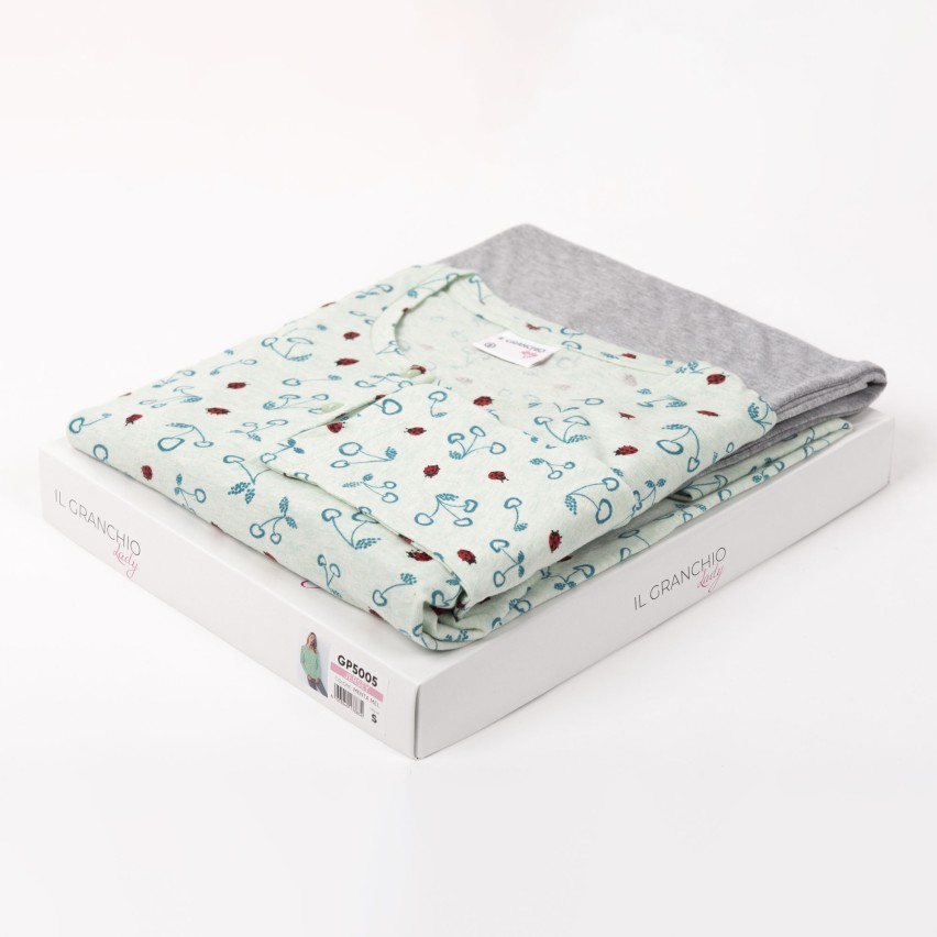 Pigiama donna cotone primaverile Il granchio GP5005 menta