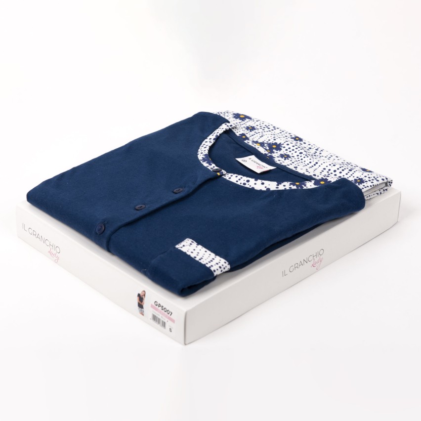 Pigiama donna estivo corto fiori blu Il granchio GP5007