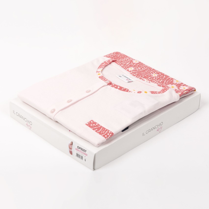 Pigiama donna estivo corto fiori rosa Il granchio GP5007