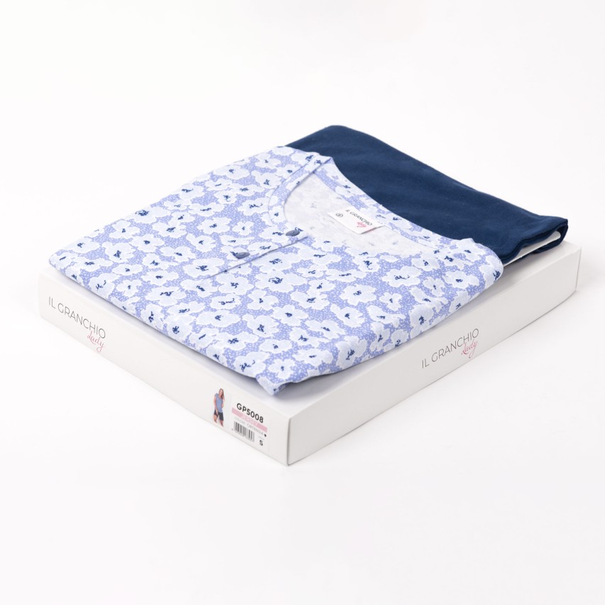 Pigiama donna corto estivo blu Il granchio GP5008 