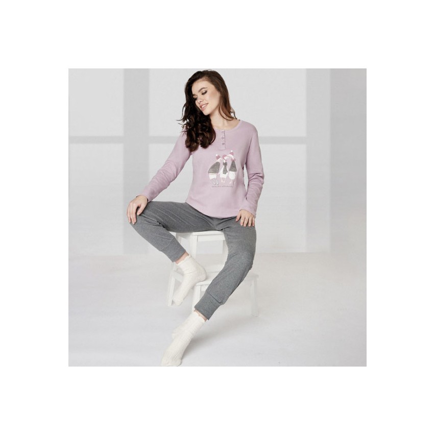 Pigiama donna serafino caldo cotone Infiore GSO1450