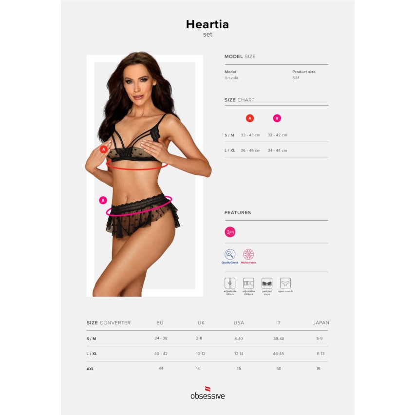 Set intimo aperto Heartia tulle cuori Obsessive 