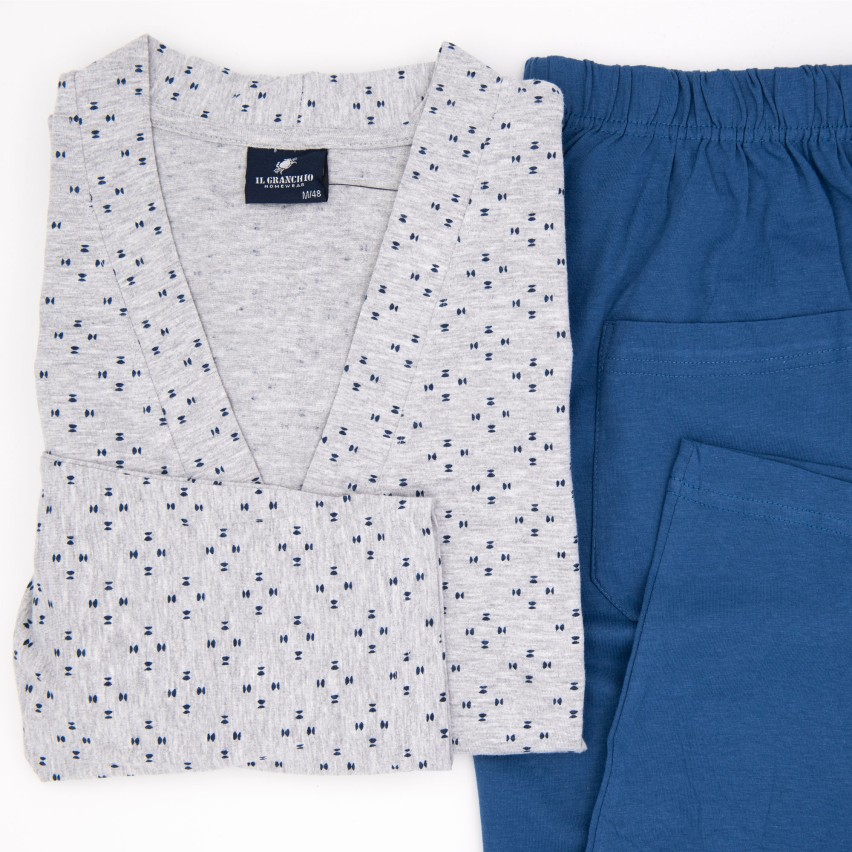 Pigiama uomo Il Granchio GP361/A cotone grigio melange
