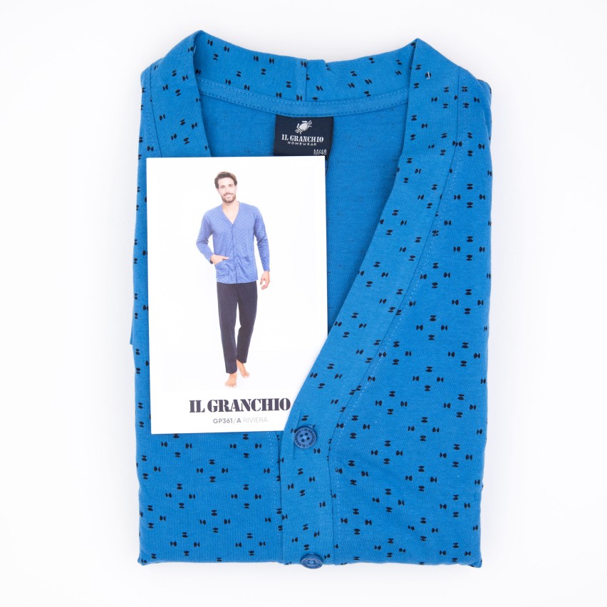 Pigiama uomo Il Granchio GP361/A cotone azzurro