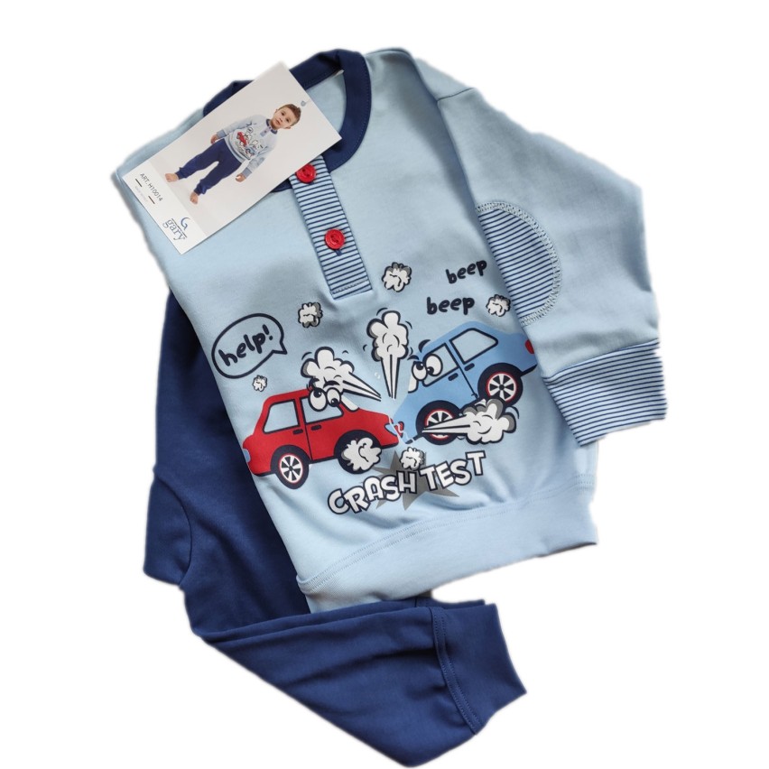 Pigiama Gary bimbo macchine H10014 in caldo cotone