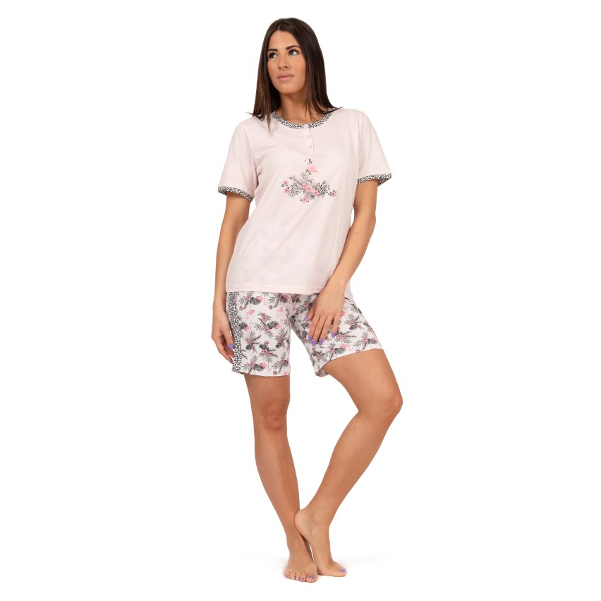 Pigiama cotone estivo tropical leopardato Infiore 1732