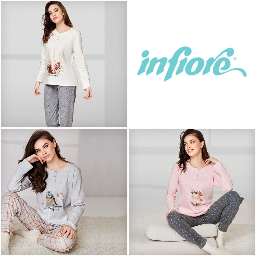 Pigiama donna serafino caldo cotone Infiore SWR1478