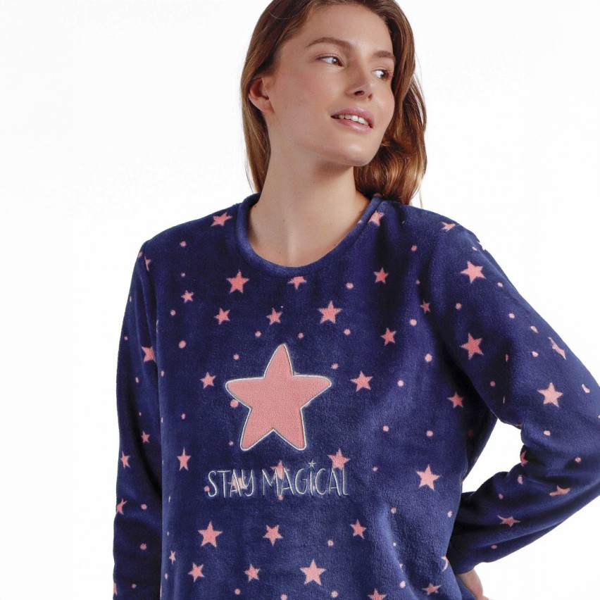 Pigiama Donna in caldo pile coral con stelline Admas 60404