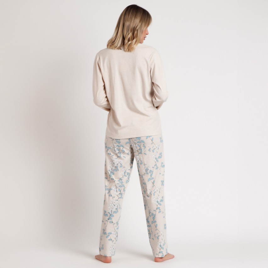 Pigiama caldo cotone scollo a V pizzo Admas Garden 62619