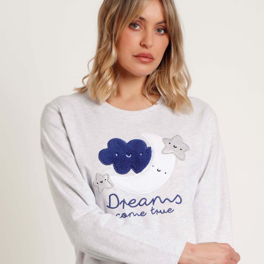 Pigiama donna caldo cotone nuvola stella luna Admas 62623