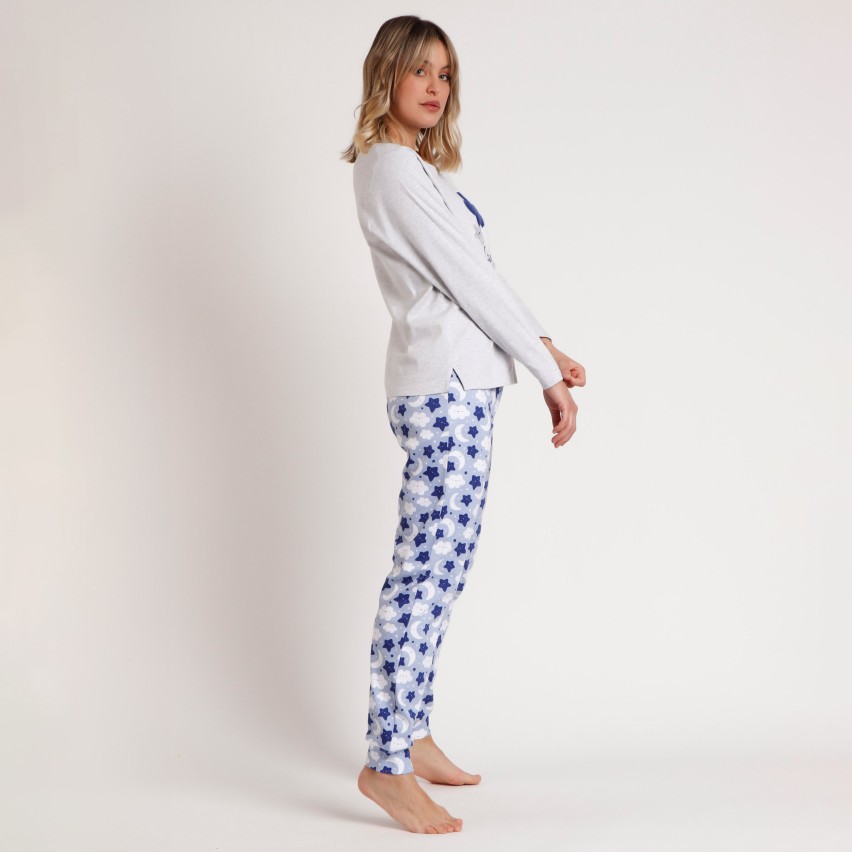 Pigiama donna caldo cotone nuvola stella luna Admas 62623