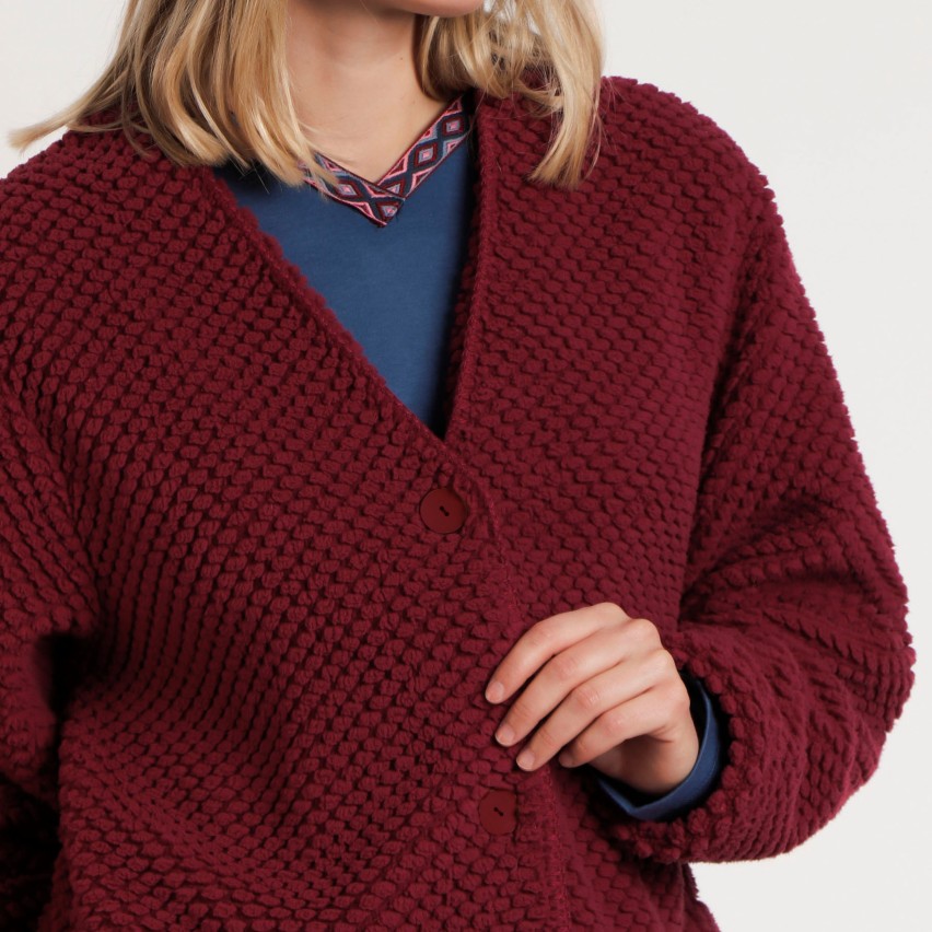 Giacca da camera donna con bottoni in pile sherpa Admas 67129