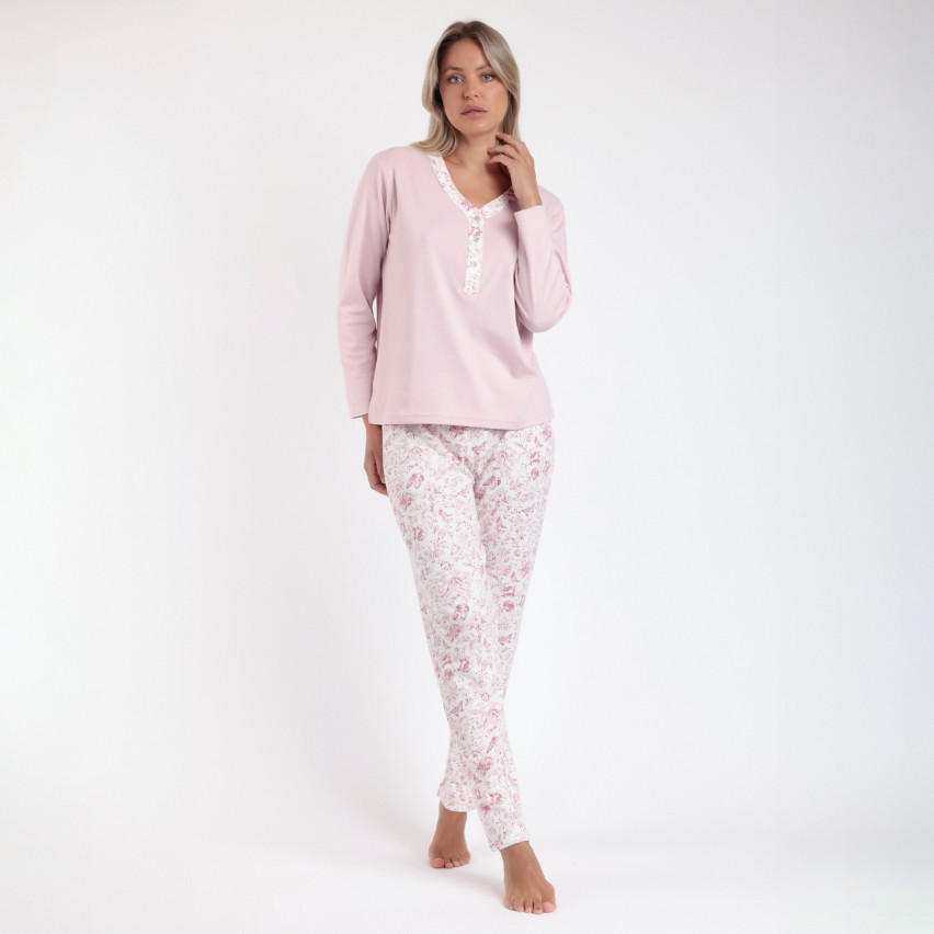 Pigiama donna scollo a serafino in caldo cotone Admas 62633