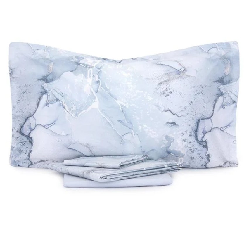 Completo letto in percalle di cotone marmorizzato Enrico Coveri marble