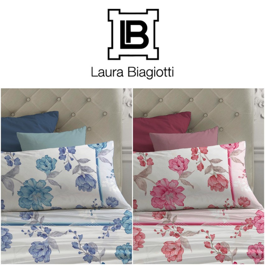 Completo letto lenzuola Laura Biagiotti 100% cotone percalle Helicona