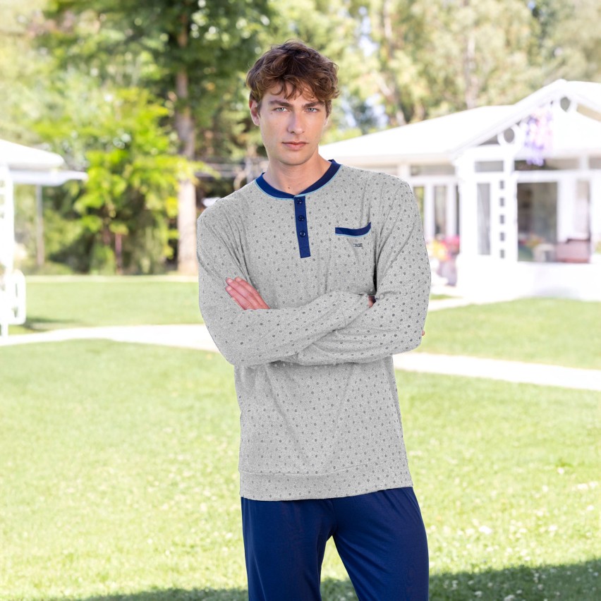 Pigiama uomo Irge collo serafino uomo 100% cotone IRL2524