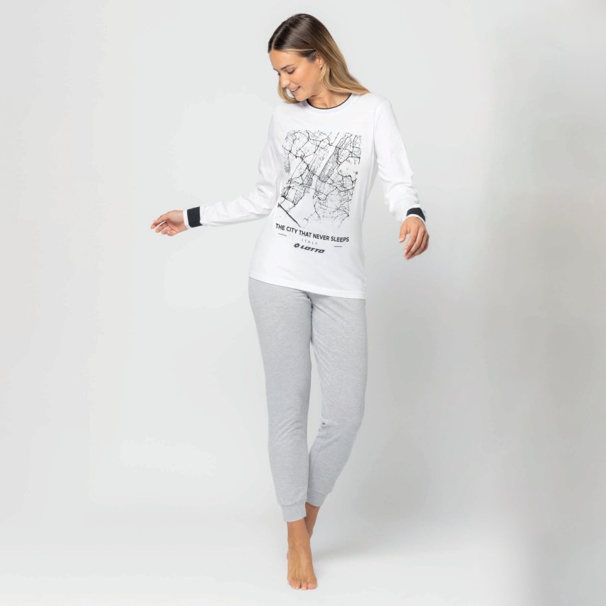Pigiama Donna in cotone maglia con stampa Lotto Homewear LP5207