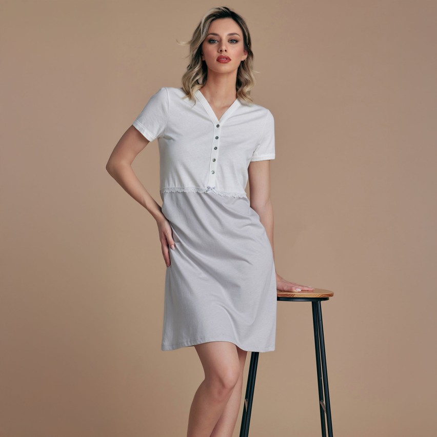 Camicia da notte scollo serafino cotone leggero Lunatica 61122