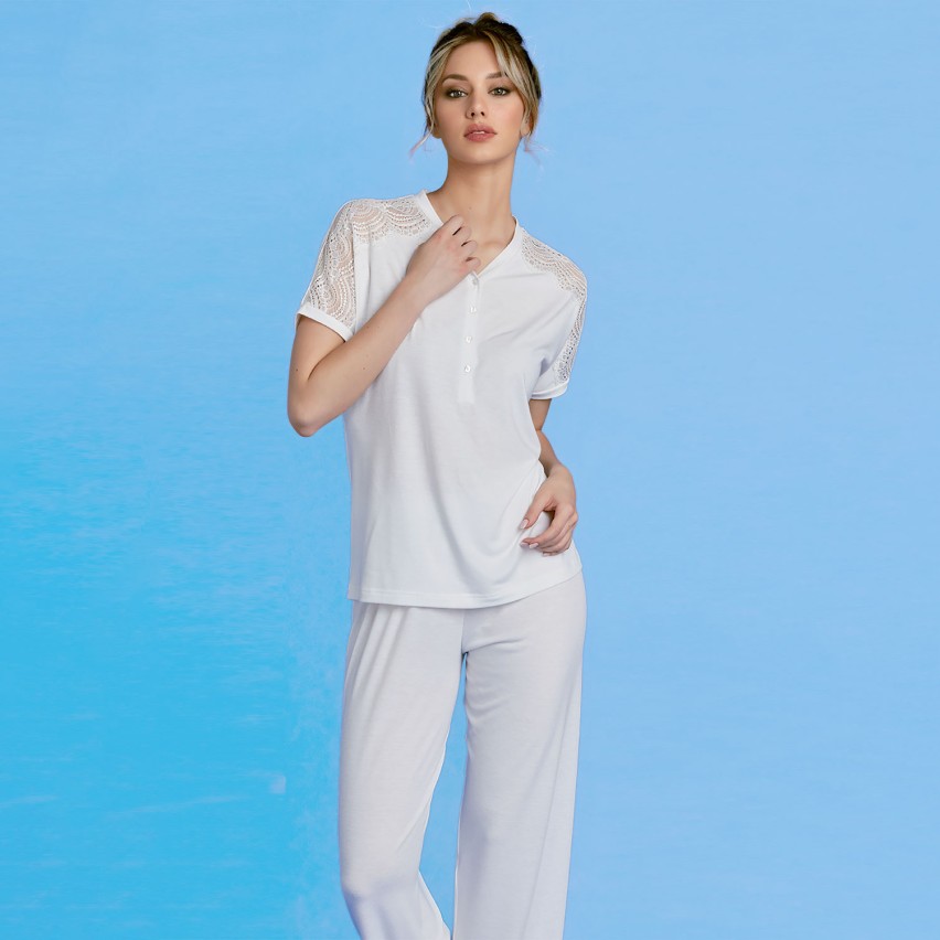 Pigiama donna scollo serafino cotone Lunatica 61149