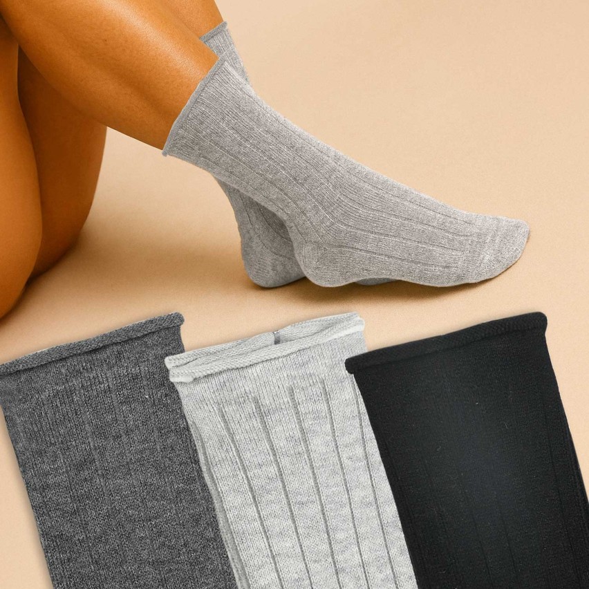 Calze donna cashmere viscosa a costa caldo soffice 3 paia Meritex 455 
